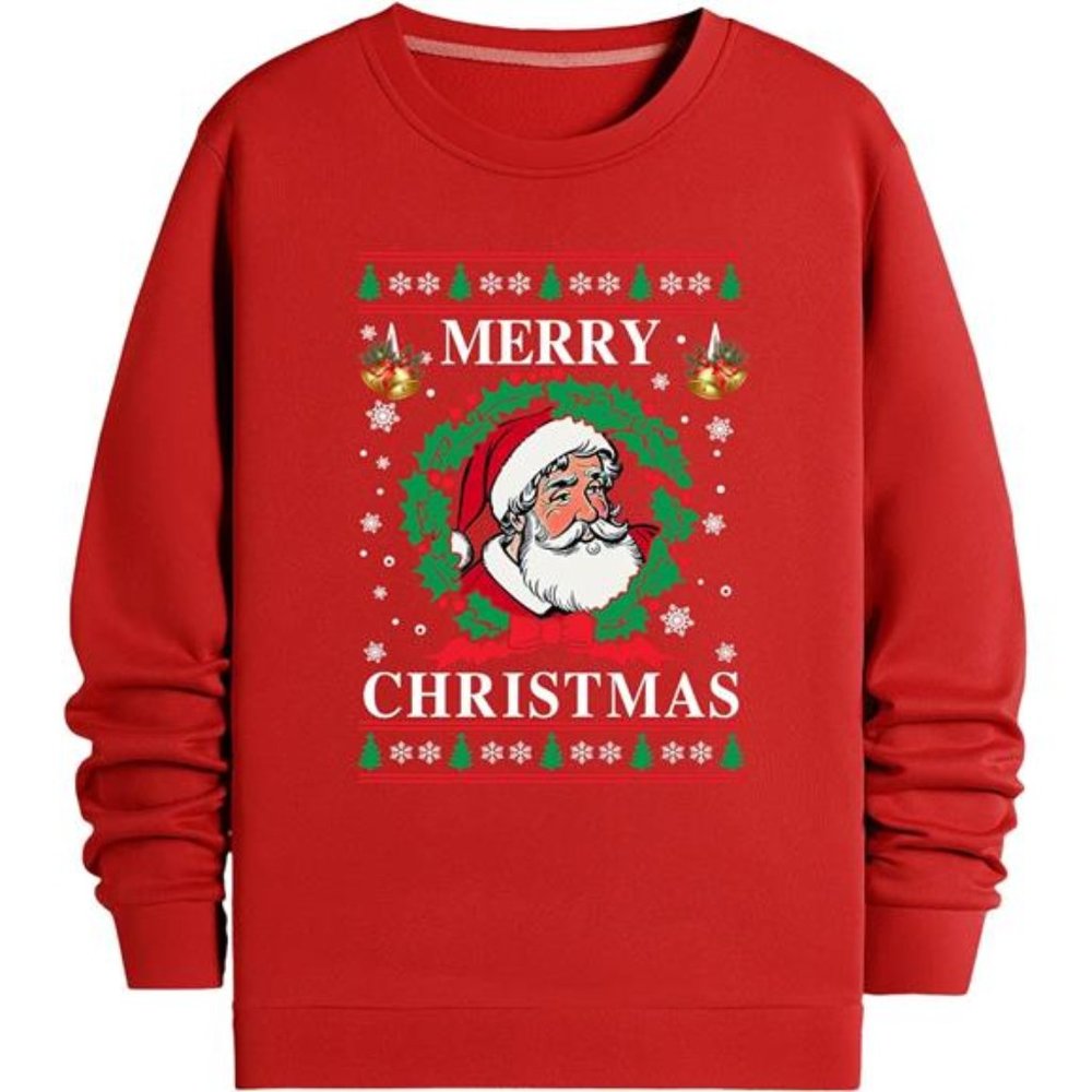 Men's Christmas Sweatshirt Crewneck Sweater Long Sleeve Pullover NWT RED